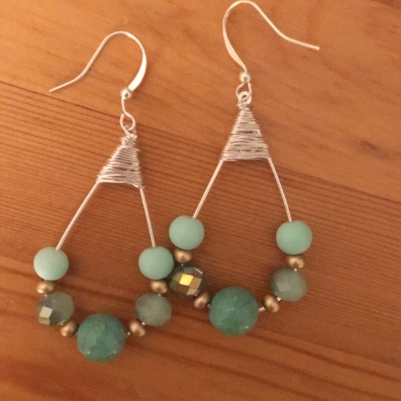 Turquoise AB + Mint Boho Earrings - Picture 5 of 5